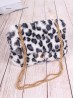 Leopard Print Plush Drawstring Purse